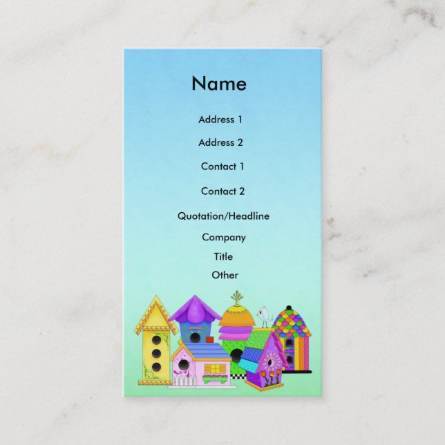 Birdhouse Cluster Business Card mit Hintergrund Visitenkarte (Vorderseite)