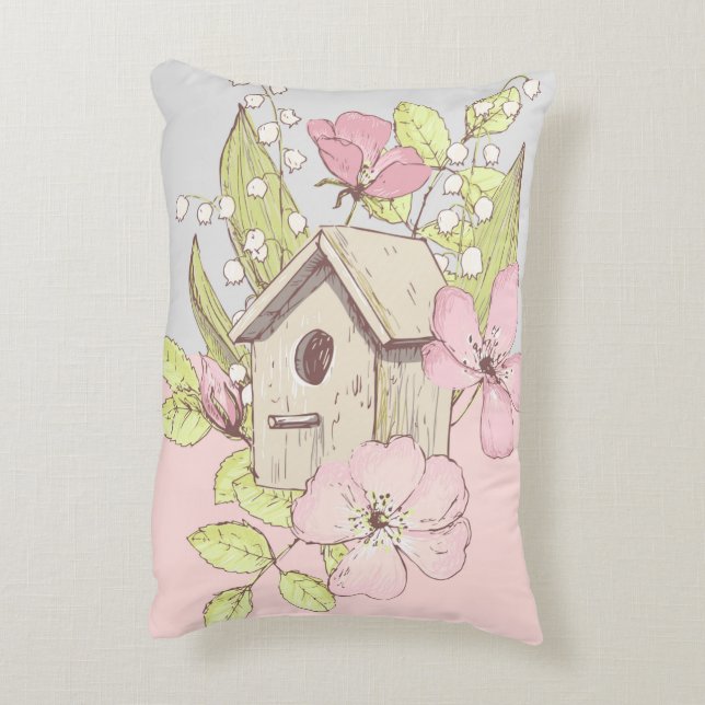 Birdhouse Floral Colorblock Dekokissen (Rückseite(Vertikal))