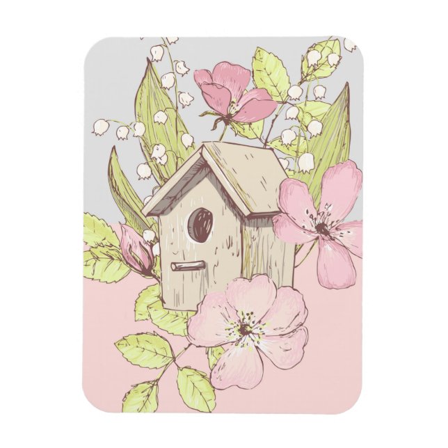 Birdhouse Floral Colorblock Magnet (Vertikal)