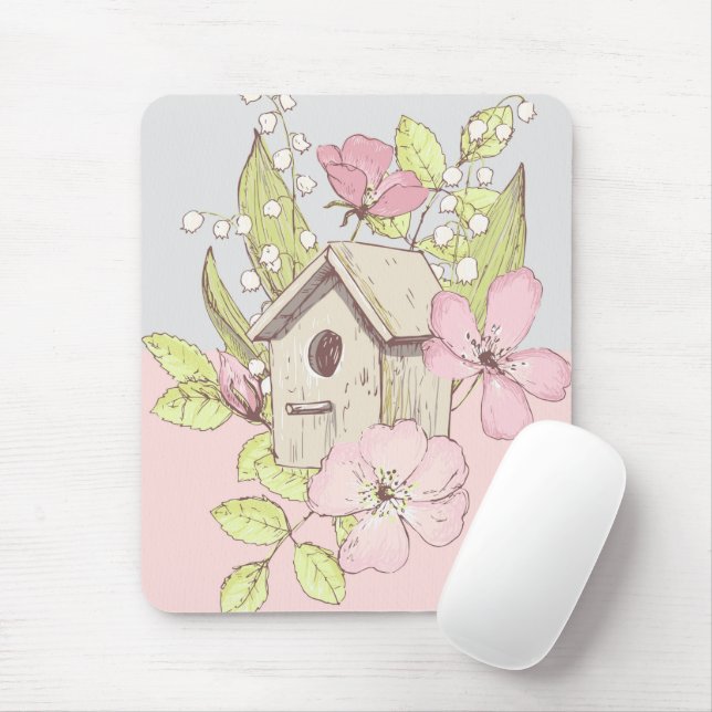 Birdhouse Floral Colorblock Mousepad (Mit Mouse)