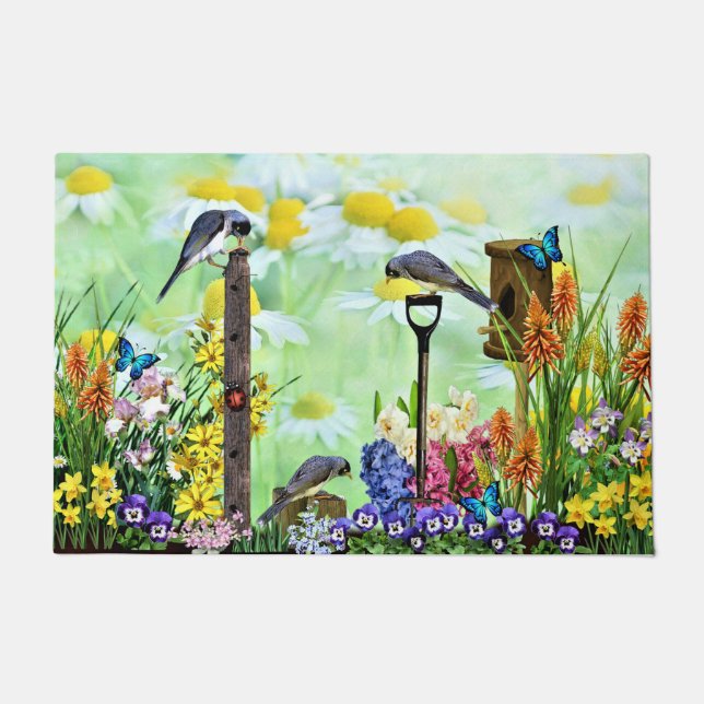 Birdhouse Flower Garden Fußmatte (Vorderseite)