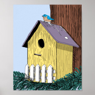 Birdhouse Illustration Poster