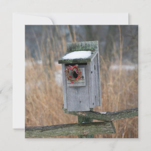 Birdhouse mit Holiday Wreath Feiertagskarte