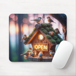 Birdhouse mit Neon Open Sign Mousepad