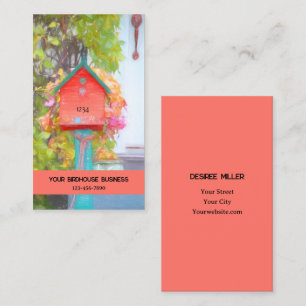 Birdhouse Rustikales Rotes Grün Aquamarine Kunst L Visitenkarte