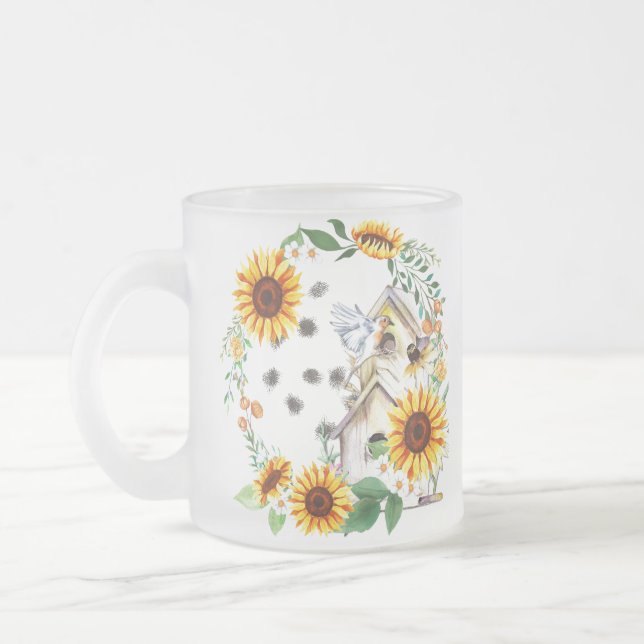 Birdhouse und Bird Mattierte Tasse (Links)