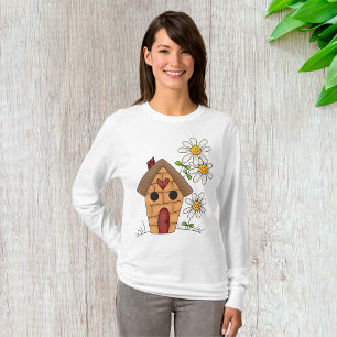 Birdhouse und Blume Frauen lange Schläfchen T-Shirt