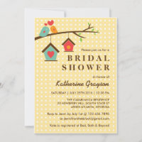 Birdhouse und Love Birds Polka Dots Einladung