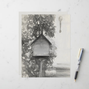Birdhouse Vintage rustikale Schwarz-Weiß-Skizze