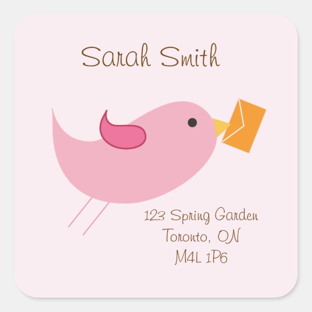 Birdie Address Labels Quadratischer Aufkleber (Vorderseite)