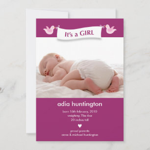 Birdie Banner Baby Foto Geburtsankündigung Ankündigung