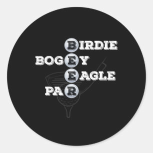 Birdie Bogey Eagle Par Beer Golf Ball Funny Golfer Runder Aufkleber