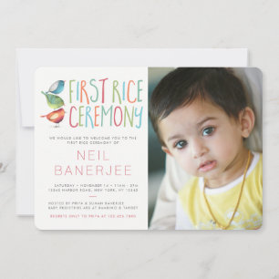 Birdie First Rice Zeremonie Foto Einladung