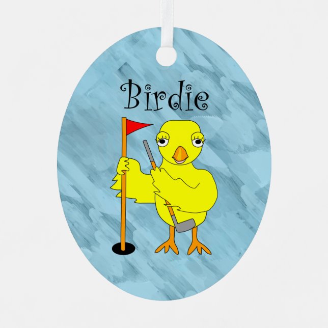 Birdie Golfer Chick Ornament Aus Metall (Vorderseite)