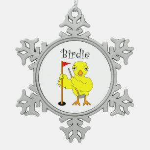 Birdie Golfer Chick Schneeflocken Zinn-Ornament