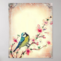 Birdie in Cherry Blossom Tree