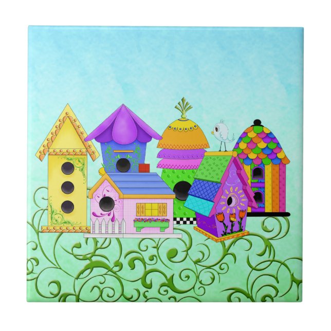Birdie Village Tiles and Trivets Fliese (Vorderseite)