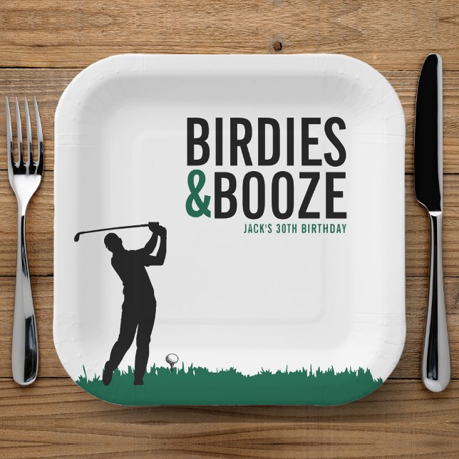 Birdies & Booze Adult Golf Geburtstagsparty Pappteller (Birdies & Booze Adult Golf Birthday Party Paper Plates
)