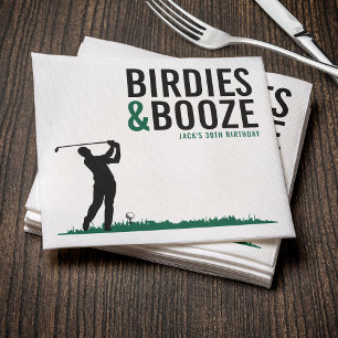 Birdies & Booze Erwachsene Golf-Geburtstagsfeier Serviette