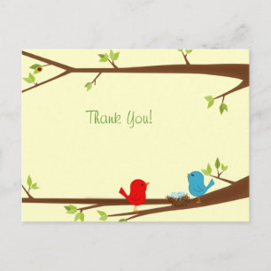 Birdies mit Nest Baby Dusche Danke Postcard Postkarte