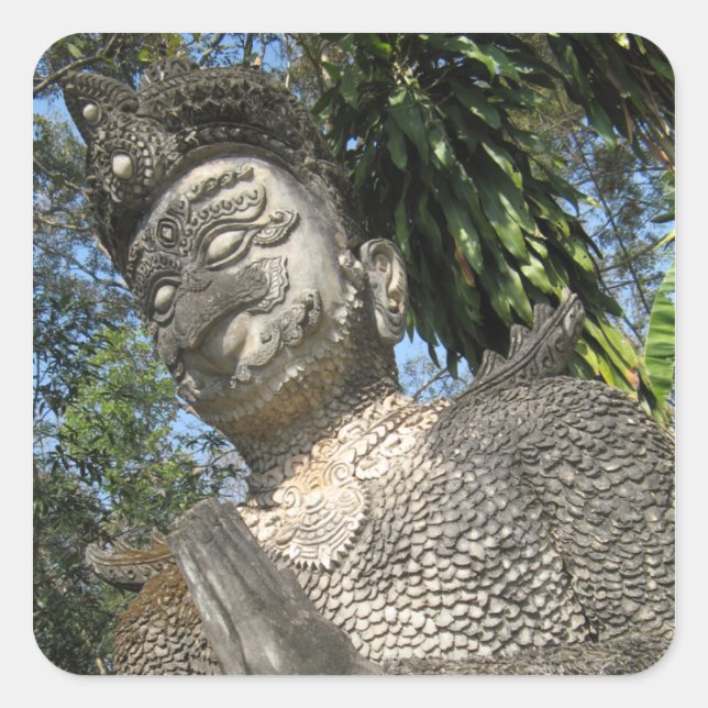 Birdman Wai ... Nong Khai, Isaan, Thailand Quadratischer Aufkleber (Vorderseite)