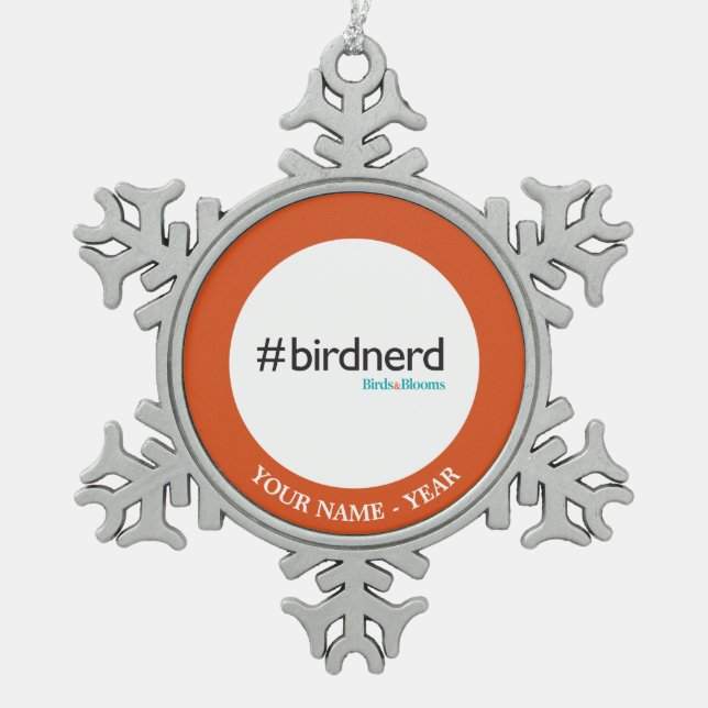 #BirdNerd Schneeflocken Zinn-Ornament (Vorderseite)