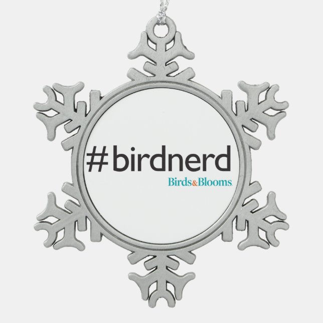 #BirdNerd Schneeflocken Zinn-Ornament (Vorderseite)