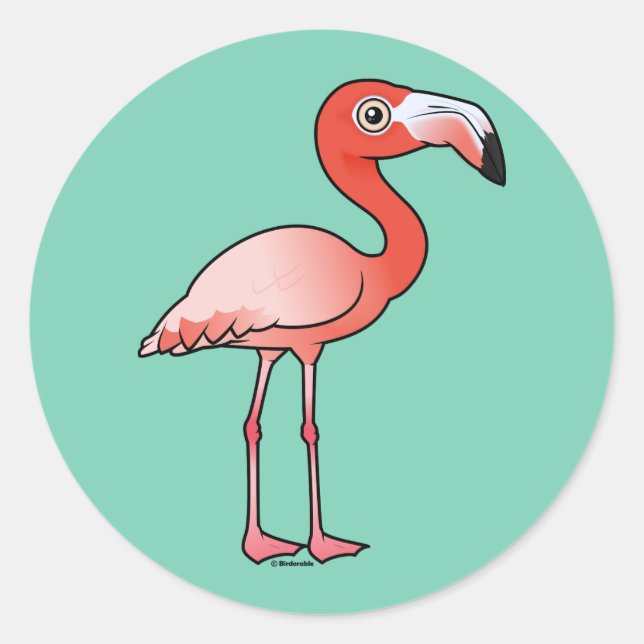 Birdorable American Flamingo Runder Aufkleber (Vorderseite)
