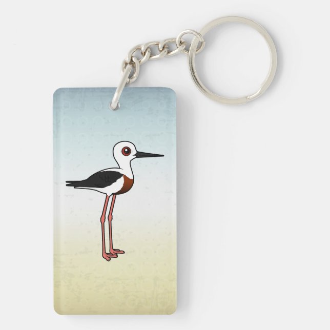 Birdorable Banded Stilt Schlüsselanhänger (Rückseite)