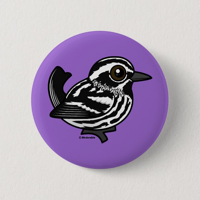 Birdorable Black & White Warbler Button (Vorderseite)