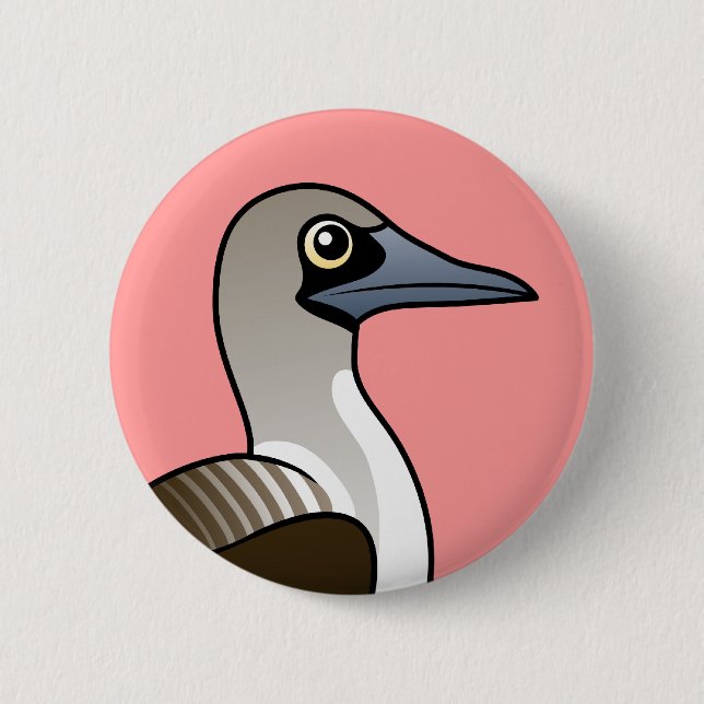 Birdorable Blau-füßiger Dummkopf Button (Vorderseite)