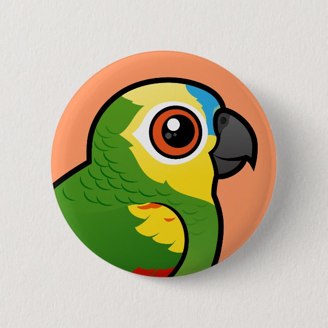 Birdorable Blau-konfrontierte Papageien Button (Vorderseite)