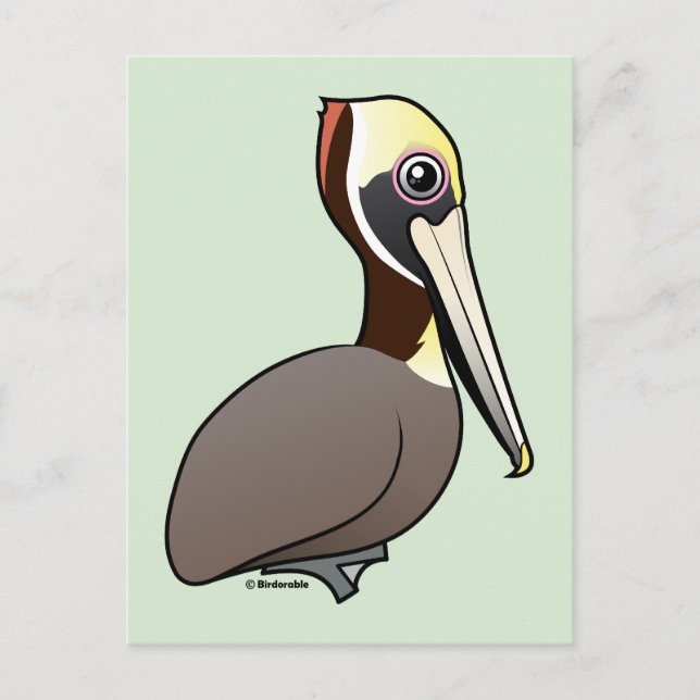Birdorable Brown Pelican Postkarte (Vorderseite)