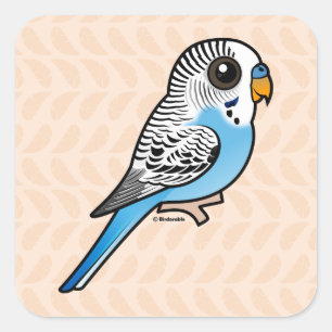 Birdorable Budgie Blue Quadratischer Aufkleber