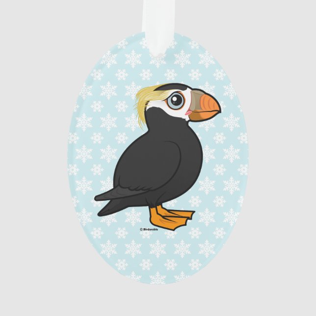 Birdorable büscheliger Papageientaucher Ornament (Rückseite)