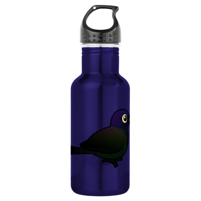 Birdorable Common Grackle Edelstahlflasche (Vorderseite)
