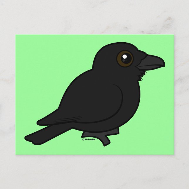 Birdorable Common Raven Postkarte (Vorderseite)