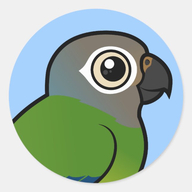 Birdorable Düster-köpfiges Conure Runder Aufkleber (Vorderseite)