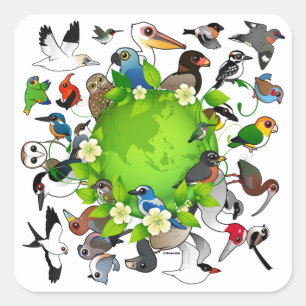 Birdorable Earth Day Quadratischer Aufkleber