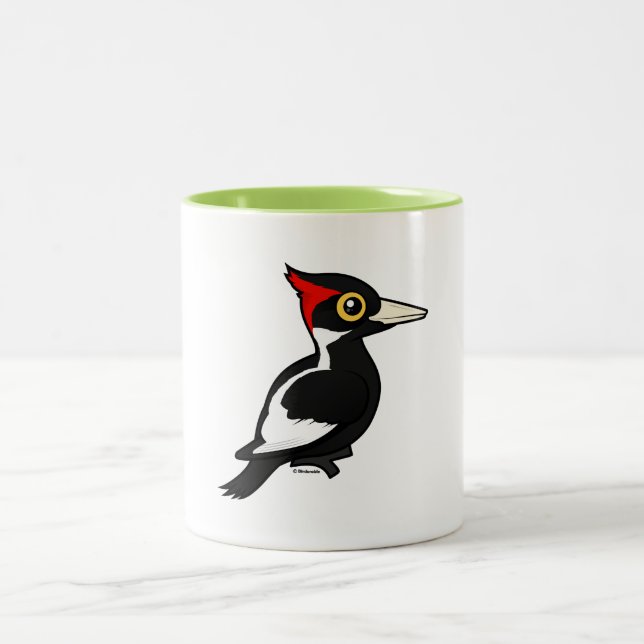Birdorable Elfenbein-berechnete Specht Zweifarbige Tasse (Mittel)
