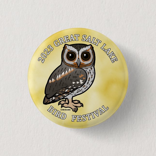 Birdorable Flammulated Owl Great Salt Lake 2023b Button (Vorderseite)