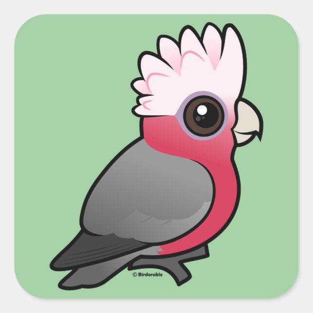 Birdorable Galah Quadratischer Aufkleber (Vorderseite)