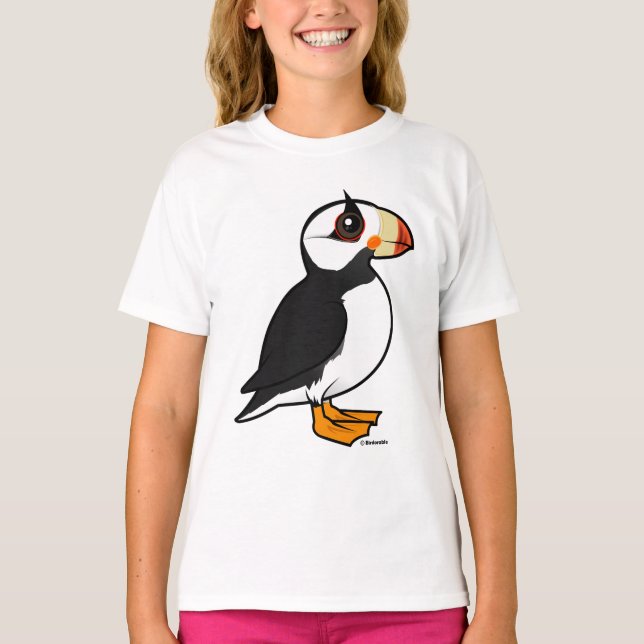 Birdorable gehörnter Papageientaucher T-Shirt (Vorderseite)
