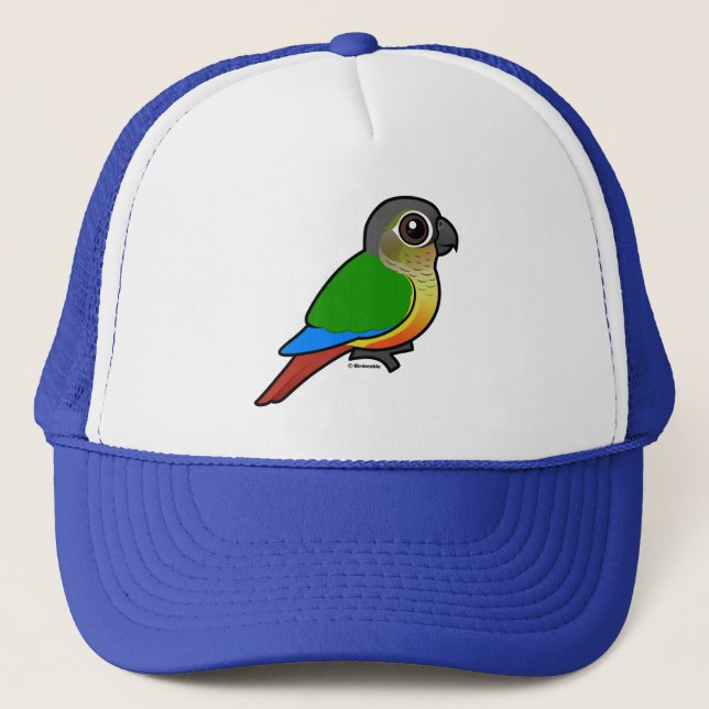 Birdorable Gelb-versah Conure mit Seiten Truckerkappe (Vorderseite)