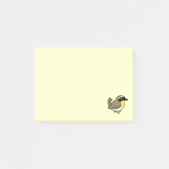Birdorable gemeiner Yellowthroat Post-it Klebezettel (Vorderseite)