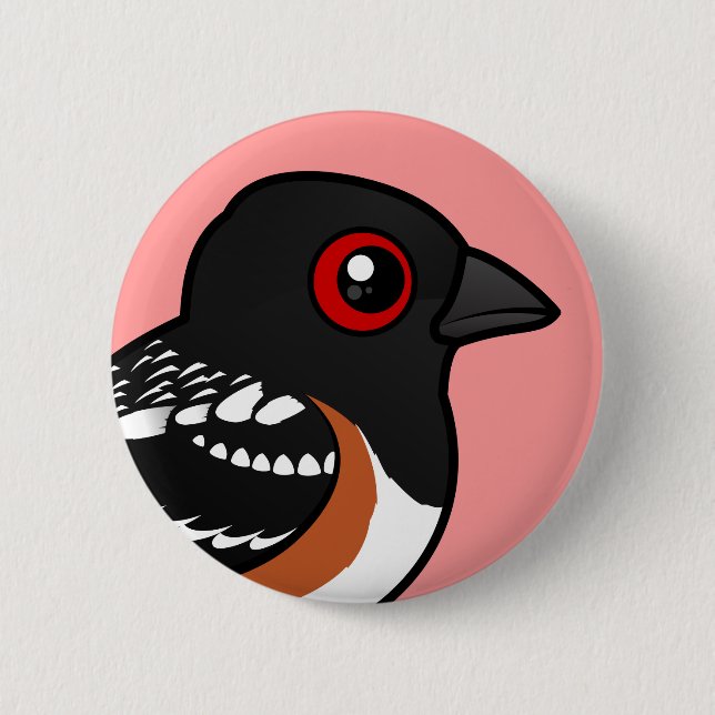 Birdorable gepunkteter Towhee Button (Vorderseite)