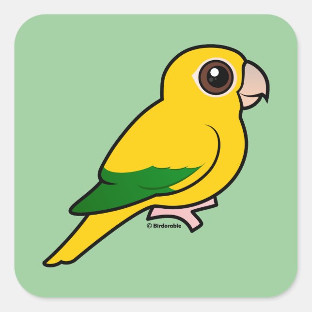Birdorable Golden Parakeet Quadratischer Aufkleber (Vorderseite)