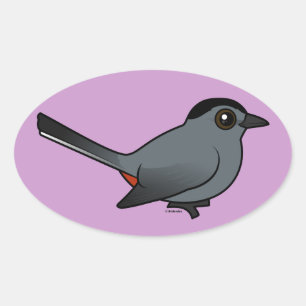 Birdorable Gray Catbird Ovaler Aufkleber
