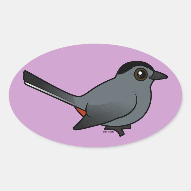 Birdorable Gray Catbird Ovaler Aufkleber (Vorderseite)