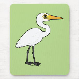 Birdorable Great Egret Mousepad